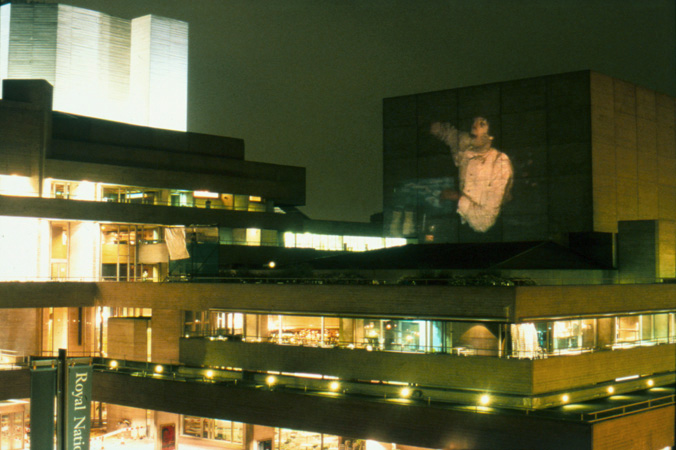 Zou Zou's mime screened on side of national theatre